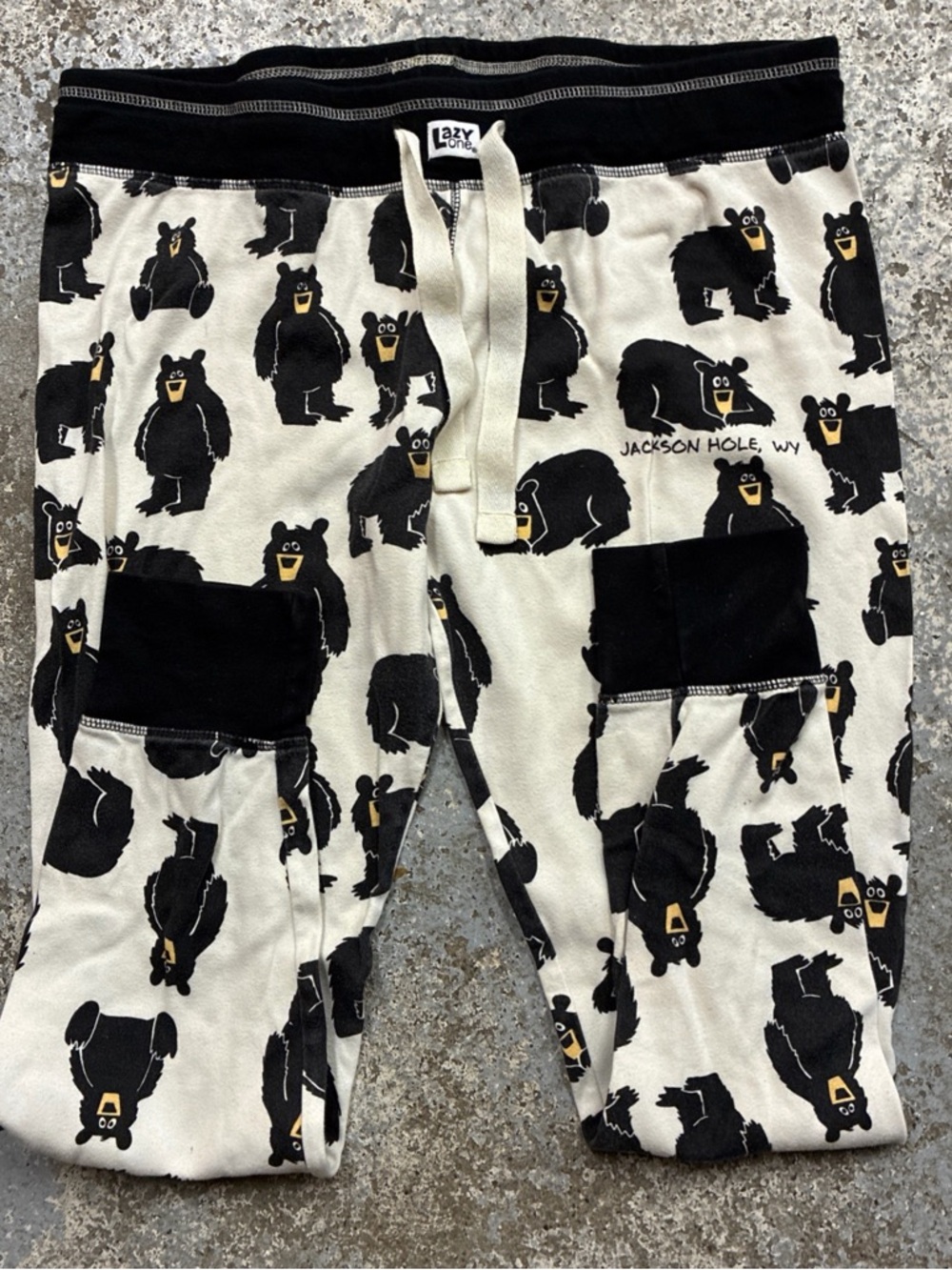 Lazy One Jackson Hole Bear Print Pajama Pants - Black & Cream